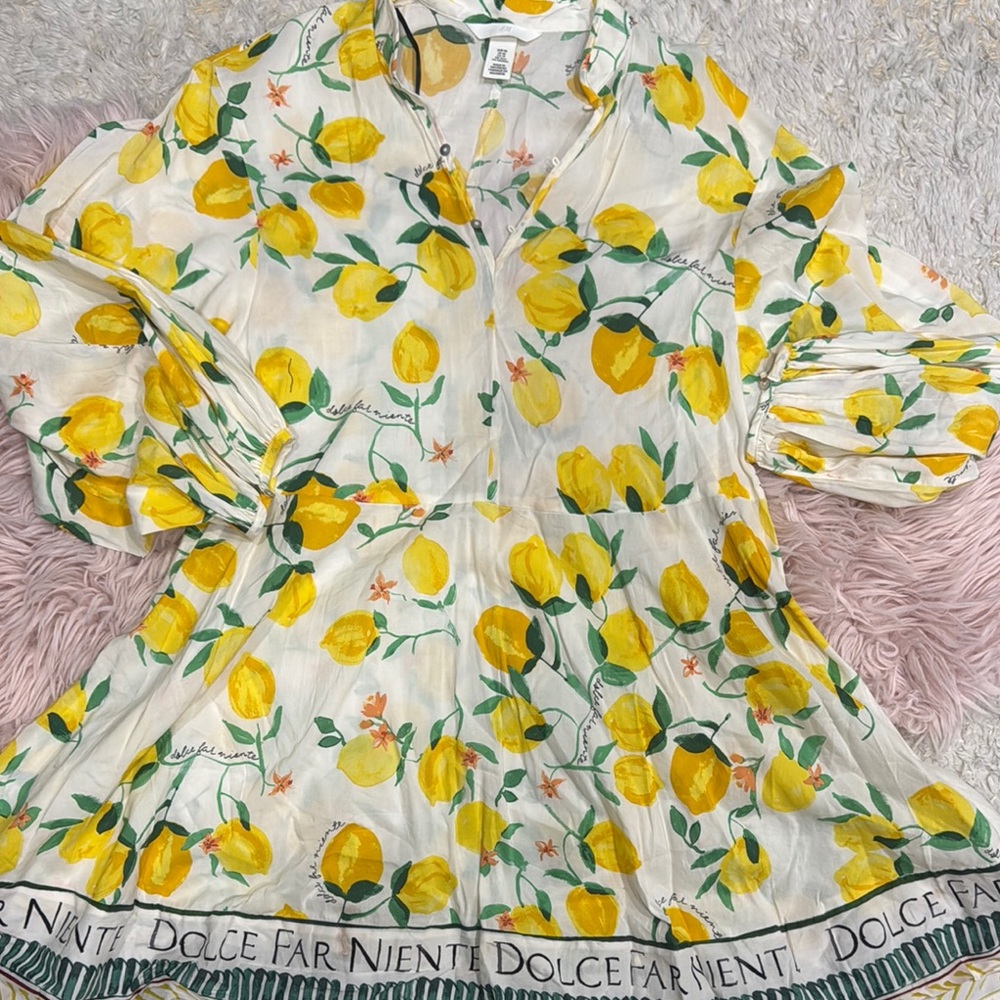 H&M Lemon Print Long Sleeve Dress